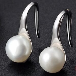 Freshwater White Pearl Sterling Silver Slipper Earrings
